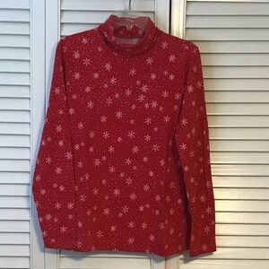 Lands' End Festive Red Turtleneck Sweater